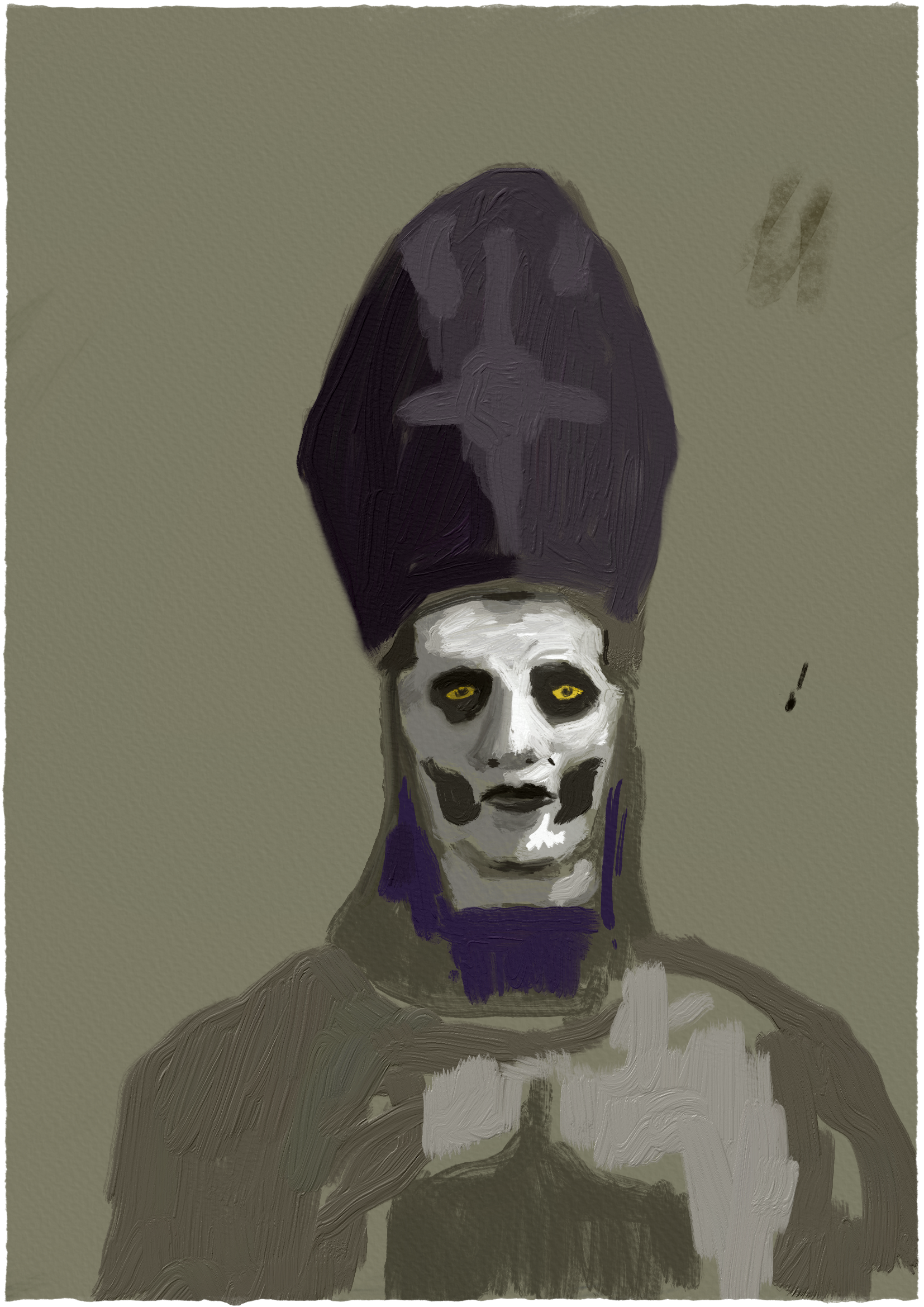 A portrait of Ghost's Papa Emeritus
